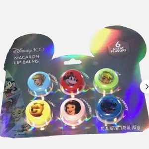 Disney 100 Macaron Lip Balms Set of 6 Flavors 🍏 🍒 🍯 🍓 🫐 Raspberry New
